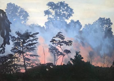 Burning of the Amazon landscape painting by Claire Cansick