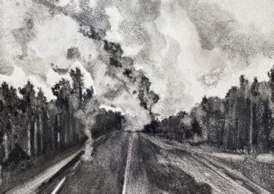 Wildfire 4- charcoal on paper by Claire Cansick