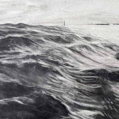 I Can See The Sea X charcoal drawing of a wave by Claire Cansick