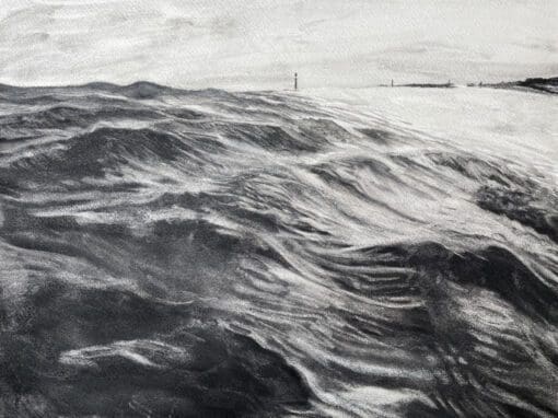 I Can See The Sea X charcoal drawing of a wave by Claire Cansick