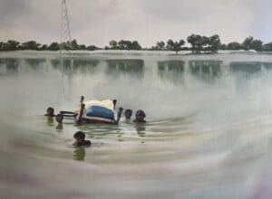 Pakistan 01.09 ITV News painting by Claire Cansick